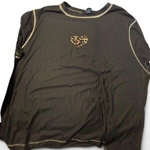 rue+ Brown Leopard Print Heart Tee women's 3x